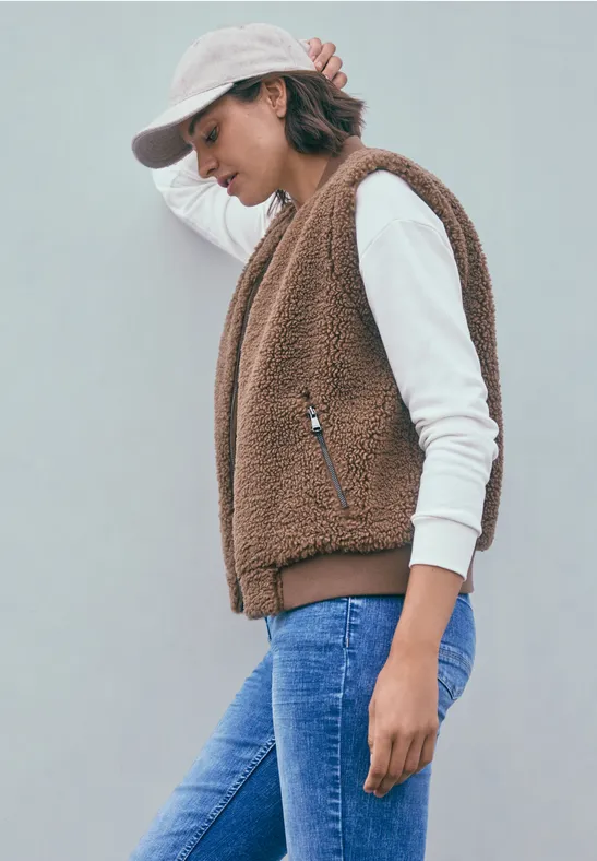 THEREDTHREAD S flip fur vest ブラウン THEREDTHREAD / ザレッドスレッド】S flip fur vest