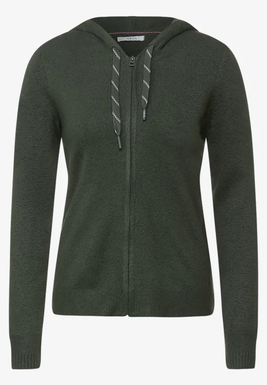 Cecil 2515363 Cardigan Confortable avec Fermeture éclair, Mélange Rouge Eggplant, L Femme