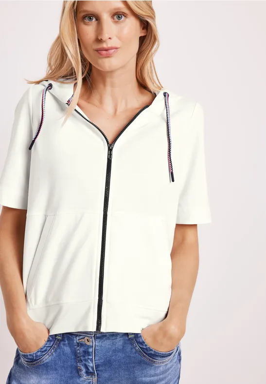Cecil Damen T-Shirt Jacke Kurzärmlig – Aus Baumwolle Mit Stretch, Stehkragen, Praktisch Für Sommer & Freizeit