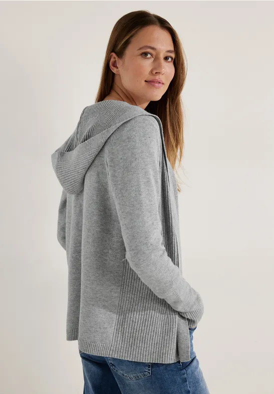 Graue Strickjacke Mit Kapuze Damen Kapuze Damen Strickjacke Grau - Main Image