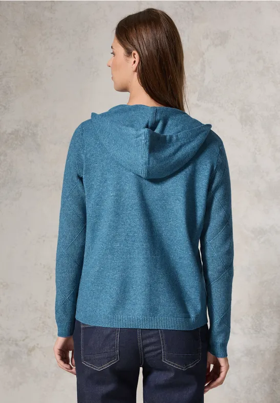 Kapuzenjacke Cecil Damen Strickjacke Mit Kapuze Blaue Strickjacke