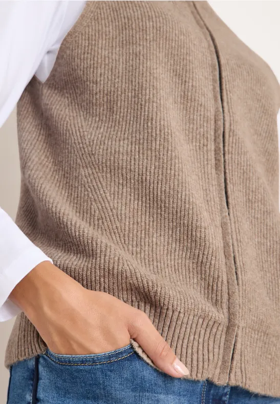 Cecil Damen Strickweste Mit Rippstruktur – ärmellos, Stehkragen, Bequemer Baumwollmix – Ideal Für Layering-Outfits