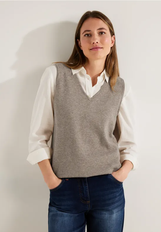 V Ausschnitt Damen Pullunder Baumwolle Pullunder Mit V-Ausschnitt