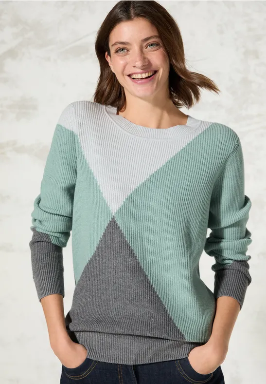 Grobstrickpullover Colorblock Pullover Damen CECIL Colorblock