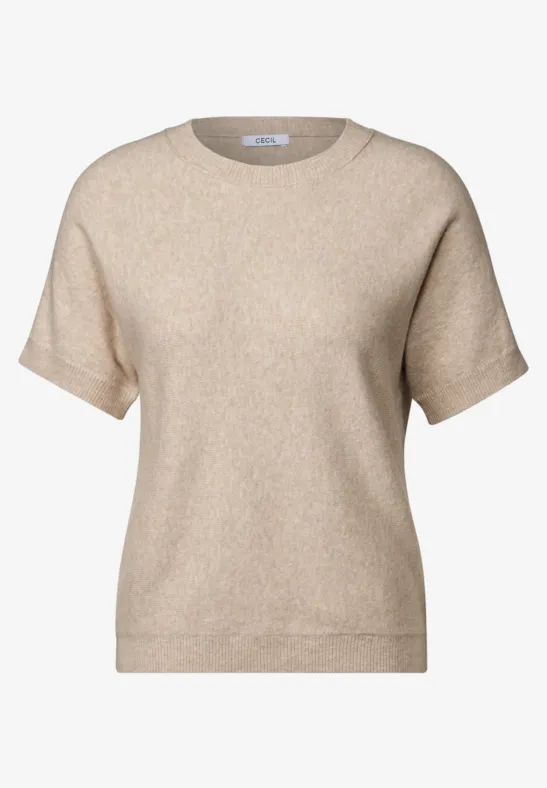 Runcati Gebreide damestrui met korte mouwen, casual, ronde hals, pofmouwen, elegant, effen, sweatshirt, Blauw, XL