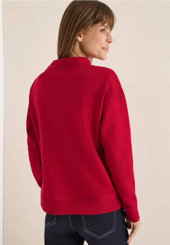 Sweat-shirt Femme Whistles - Col Rond Rouge Corail, Taille M, Coton Léger
