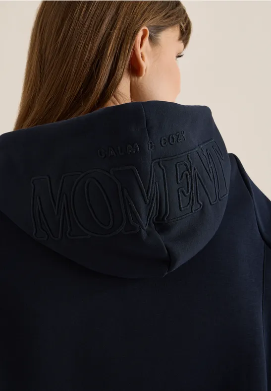 Cecil Damen Hoodie-Kleid Mit Stickerei – Bequemes Knielanges Kleid Aus Baumwollmix Mit Kapuze Und Tasche