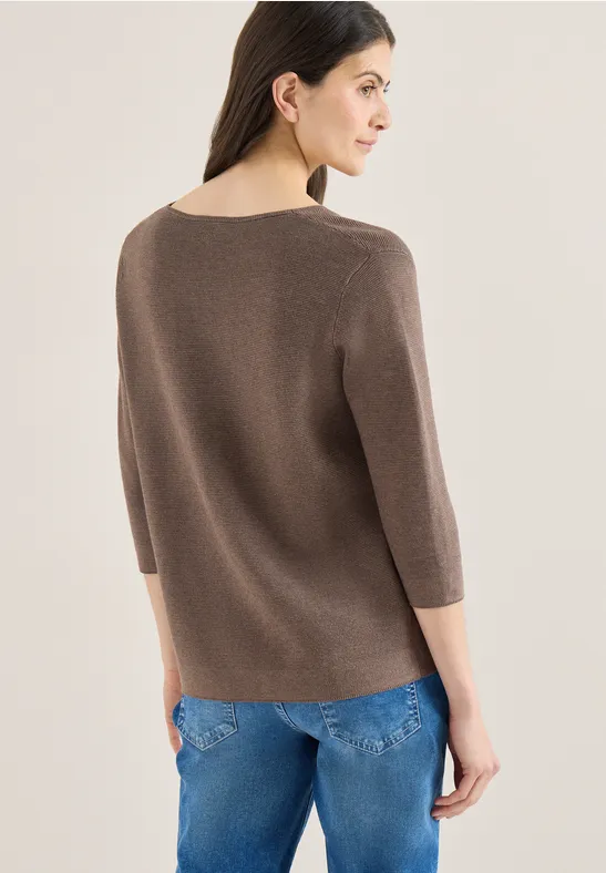 Petit Pull Femme Ample Cecico - Taille S - Couleur Beige/marron - Tissage Extensible - Occasion Excellent état