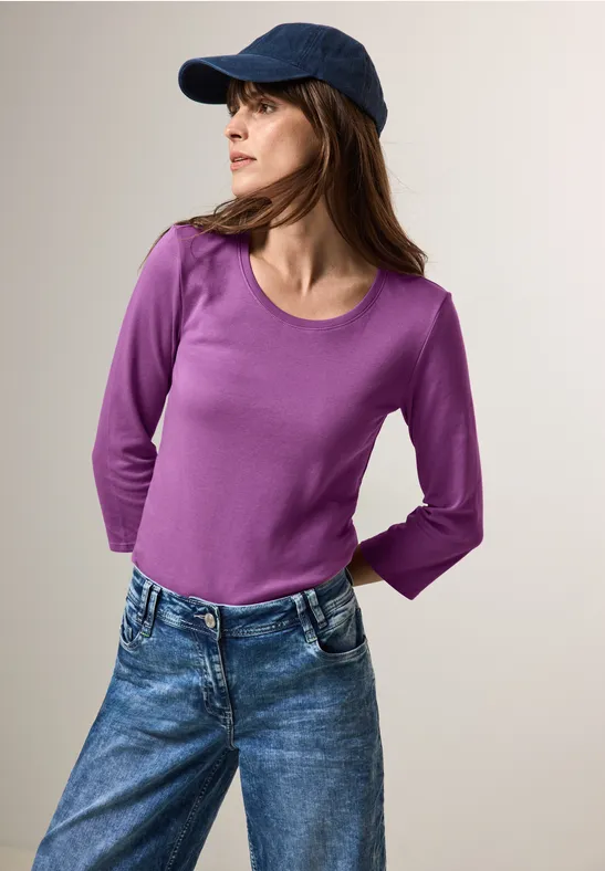 Paars T Shirt Dames T-shirt Dames V-hals Tricorp 101008 Hop