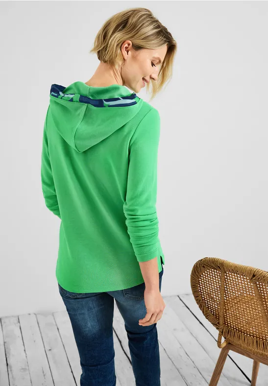 Cecil Damen Ottoman Shirt - Feine Struktur, 3/4-Arm & Funnel Neck