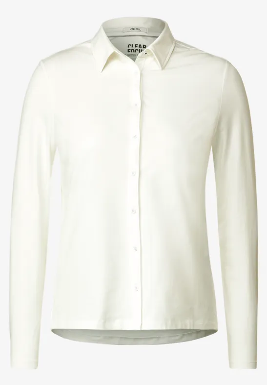 Shirt mit hohem Kragen für Damen in Weiß