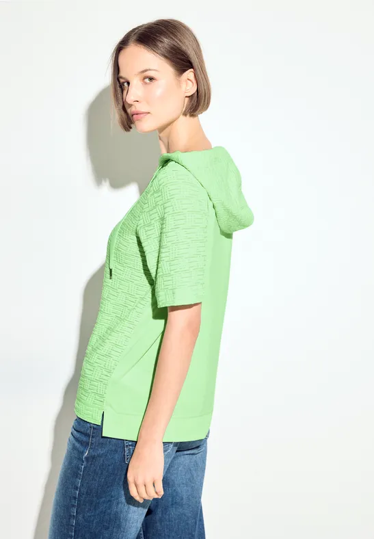 Shirt met capuchon en korte mouwen in wit/marine | Witt