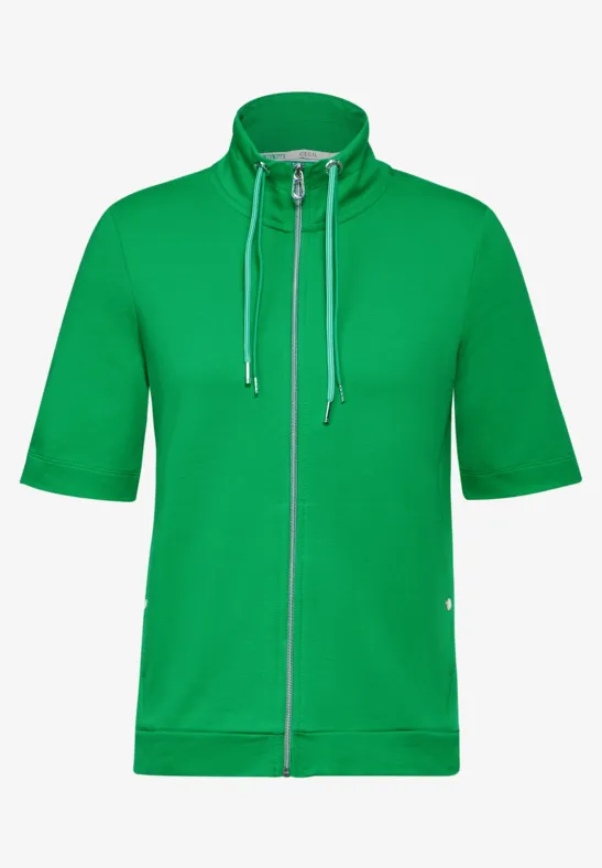 Cecil Damen T-Shirt Jacke Kurzärmlig – Aus Baumwolle Mit Stretch, Stehkragen, Praktisch Für Sommer & Freizeit