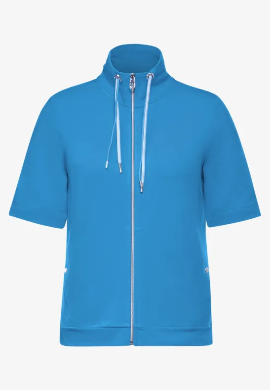 Cecil Damen T-Shirt Jacke Kurzärmlig – Aus Baumwolle Mit Stretch, Stehkragen, Praktisch Für Sommer & Freizeit