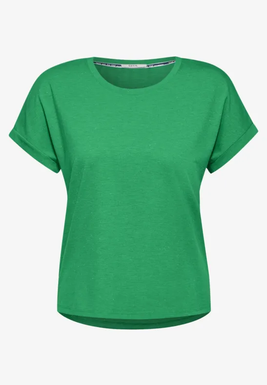 Street One Groen Glitter Shirt Street One Basic T Shirt Voor Dames