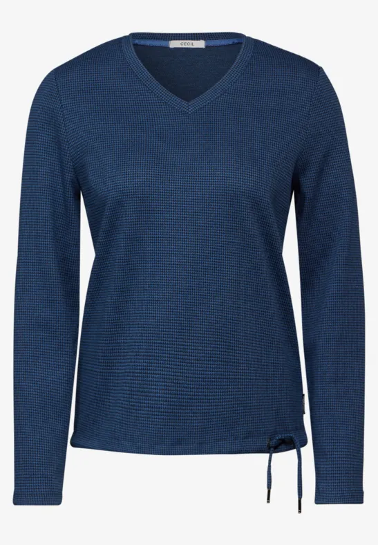 T-shirt Jacquard Texturé Pour Femme - Col Bateau Et Manches Longues | Style Tendance Et Confortable
