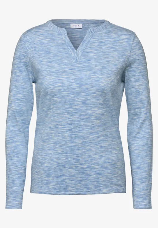 Gestreept shirt met structuur voor dames in Zwart|Wit