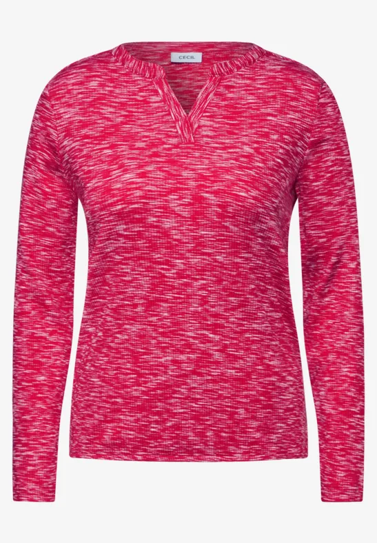 Cecil Damen Shirt Mit Rippstruktur - 3/4 Arm Baumwolle Stretch