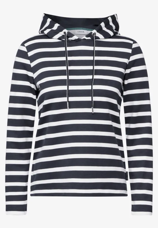 Kapuzenpullover Pullover Blau Weiss Gestreift Kapuzenpullover Blau