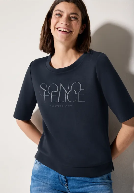 Cecil M WORDING - T-shirt con stampa - blau/petrolio - Zalando