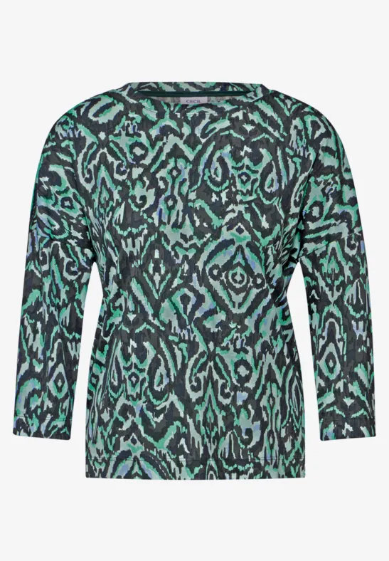 Bianco Lucci Gemustertes Damen-T-Shirt Aus Gekämmter Baumwolle