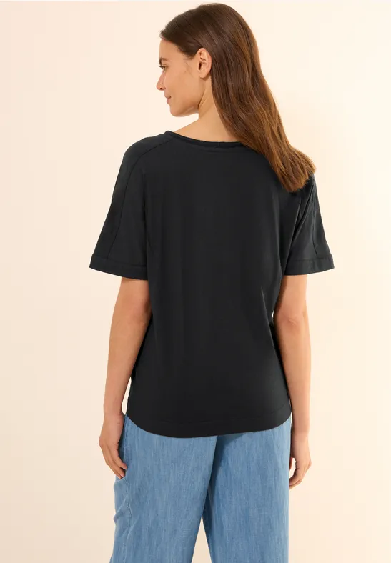 Damen T-Shirt Mit Zierdetail Am V-Ausschnitt - Sommer Shirt Von CECIL