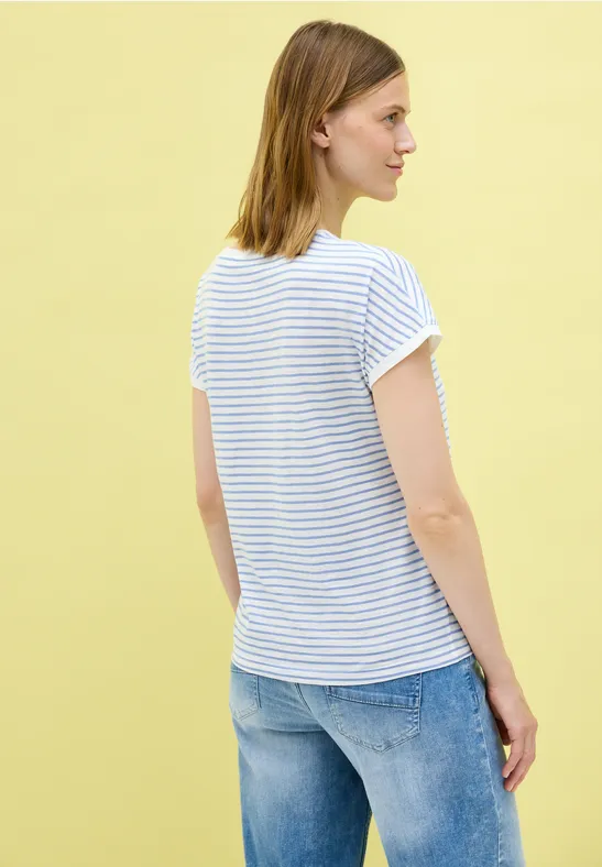 Shirt met gestreepte structuur voor dames in Beige