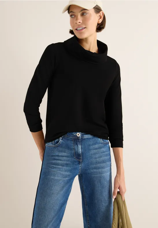 Chemise Femme Cecil à Grand Col – T-shirt Manches Longues, Ourlet élastique, Modal élastanne, Coupe Décontractée - 5