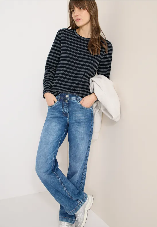 Cecil Dames B317868 gestreept shirt, deep blue, S