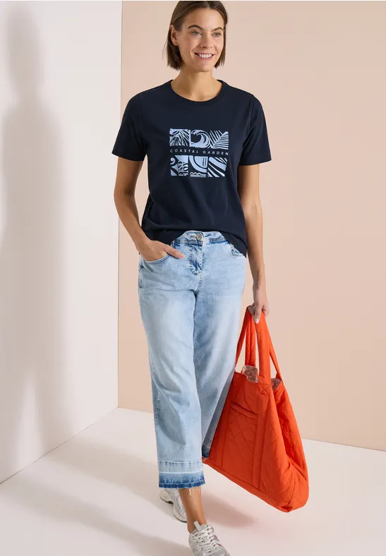 Shirt met geribbelde structuur voor dames in Groen