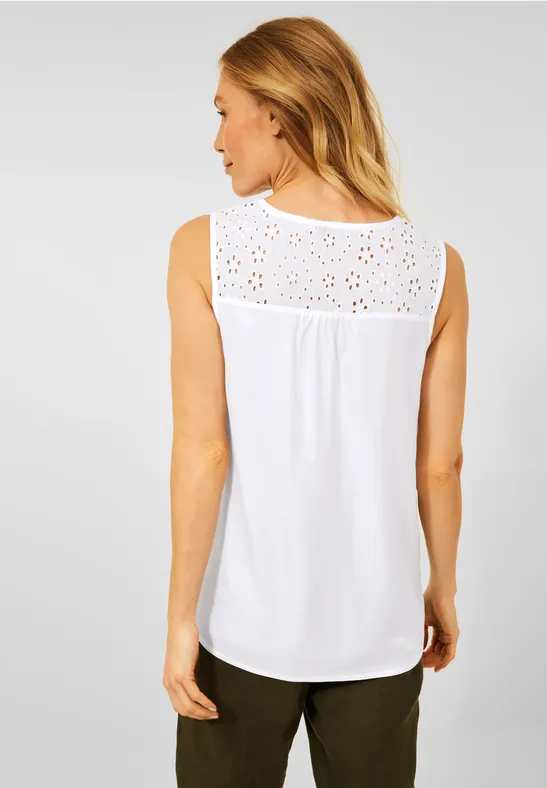 Débardeur Top Blanc Broderie ASOS DESIGN Débardeur Boutonné En Broderie  Anglaise Avec Ourlet