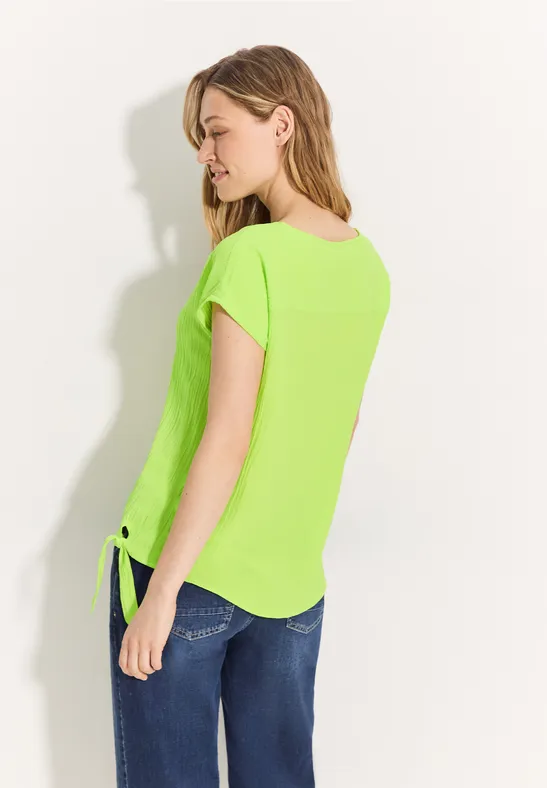 Cecil Damen Bluse Aus Crepe-Viskose - Langarm Mit Bändchen-Detail