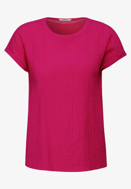 Cecil Damen Struktur Blusentop – ärmellos, Seersucker-Optik, Rundhals, Aus Weichem Materialmix (Polyester/Viskose/Elasthan)