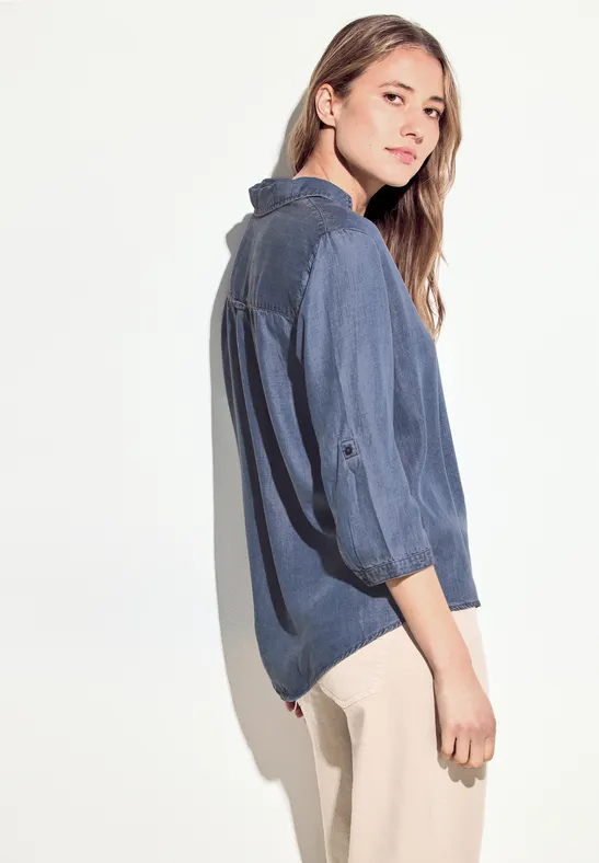 Chemisier Femme Lyocell Style Denim - Ciel - Confy Et Tendance