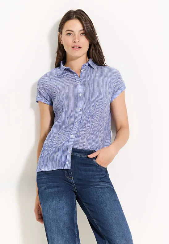 CECIL Seersucker blouse voor dames in Blauw CECIL