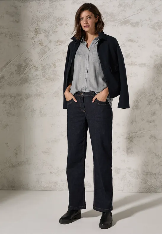 Gestreepte lange blouse voor dames in Blauw