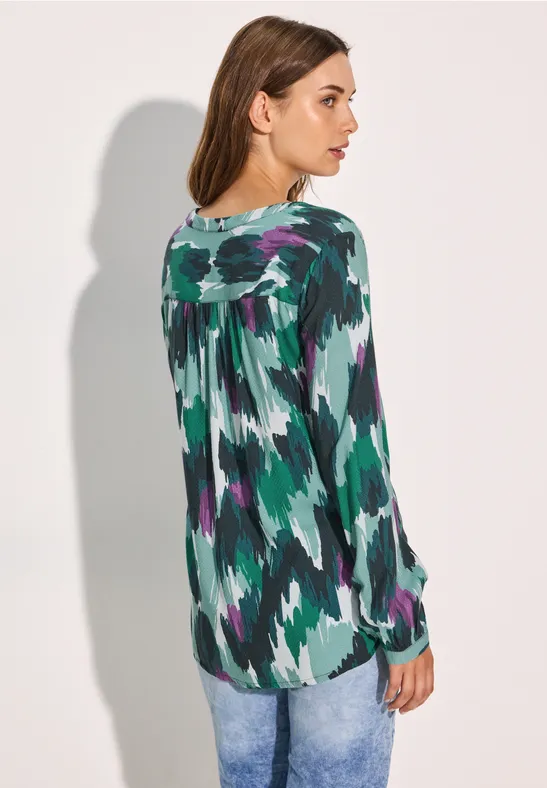 CECIL Gedessineerde seersucker blouse voor dames in Groen CECIL