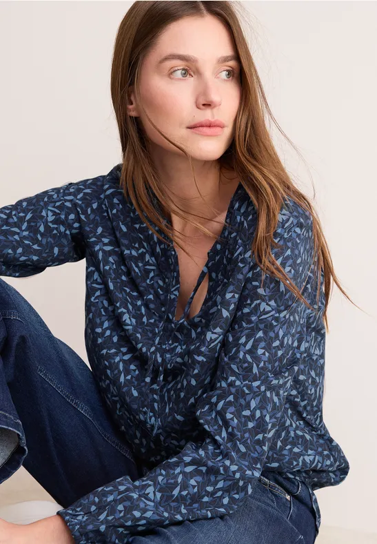 CECIL Damen Tunika Bluse Mit Streifen-Print – Aus Viskose, Mit Band