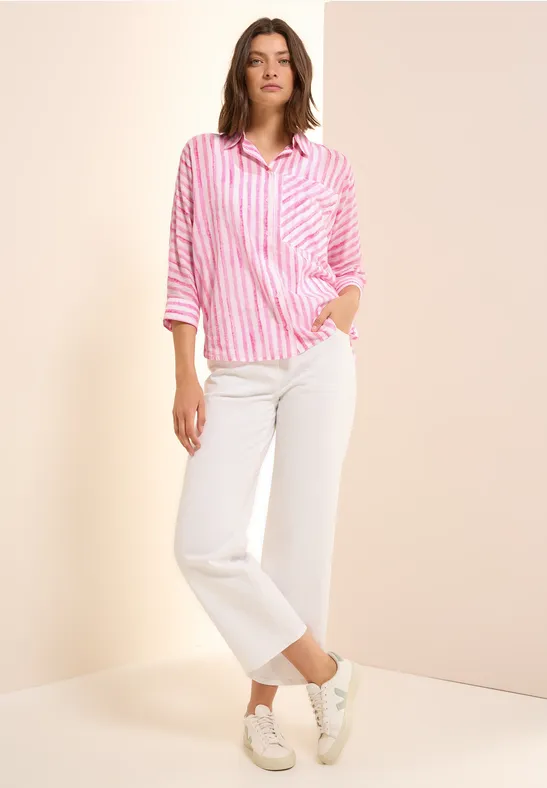 Chemisier Femme Marks & Spencer Rayé Blanc Rose - Taille 20 - Occasion TB
