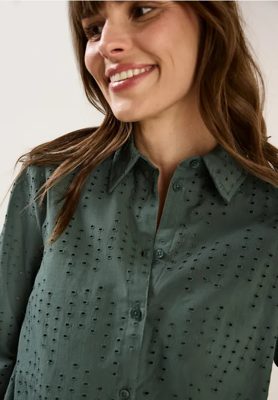 CECIL Chemisier avec broderie ajourée pour femmes en Vert CECIL