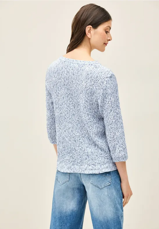 Cecil Damen Strukturbluse Mit 3/4 Ärmeln - Bluse Mit Bindebändern Und Stretch