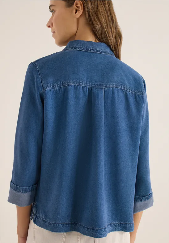 Jeans stitch denim damesblouse