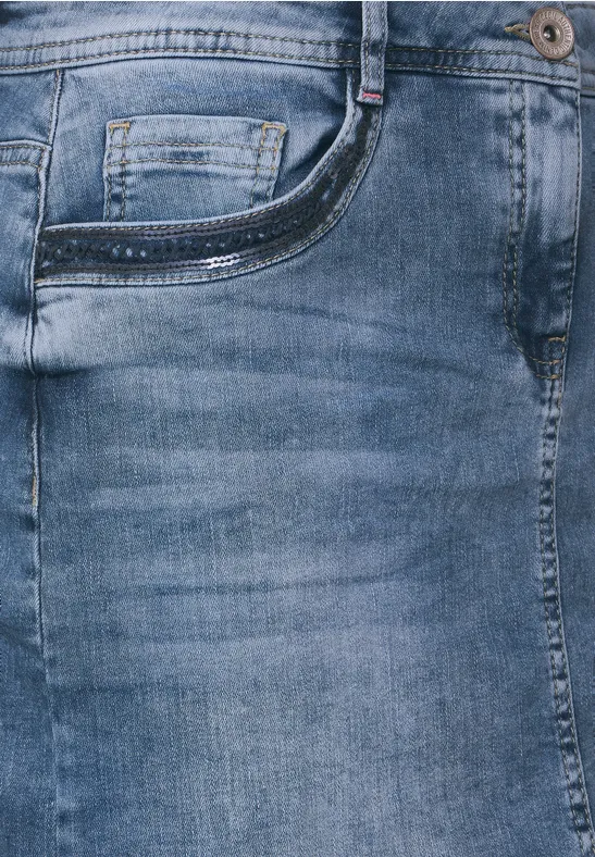 Jupe Bleue Scintillante C&A - Taille 42, Longueur Midi - Occasion Très Bon État