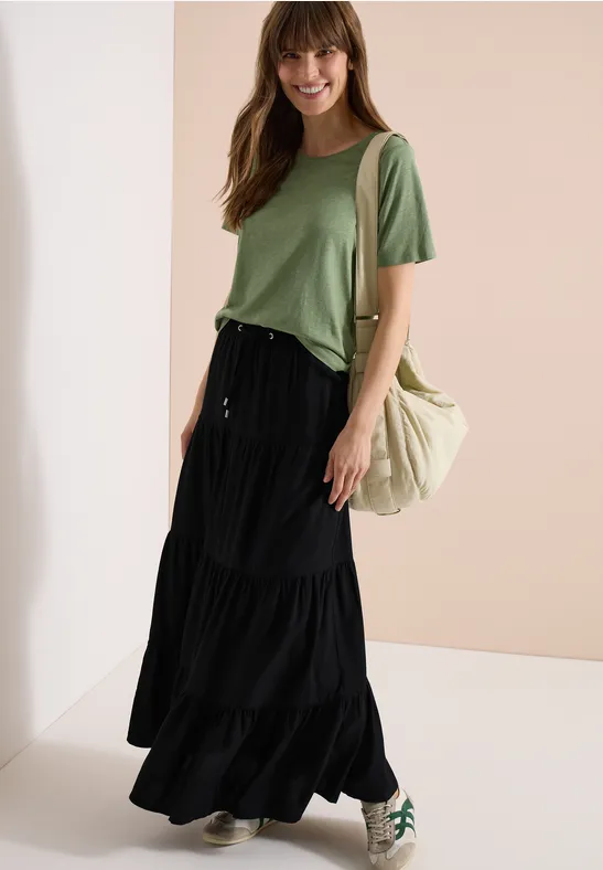 Kfnire Lange rok voor dames, vakantie, elegante rok, rekbaar, 2-in-1 rok, dames, zomer, geschikt voor casual strandscènes, verschillende maten, Pauw Blauw, S