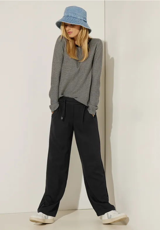 Loose fit jersey broek voor dames in Zwart - NEELE