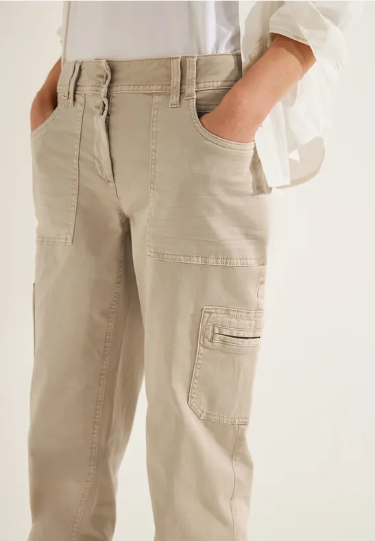 Ecupper Capris damesbroek, oversized katoen, casual broek, stoffen broek, wijde broek, legergroen, L