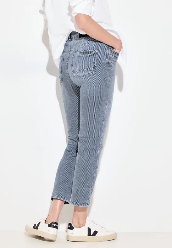 Cecil Gestreepte jeans met brede pijpen voor dames, Mid Blue Used Wash, 31W / 24L Cecil Gestreepte jeans met brede pijpen voor dames, Mid Blue Used Wash, 31W / 24L