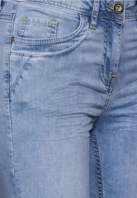 Cecil Jeans 7/8 Donna, Modello Scarlett, Vestibilità Larga, Vita Media E Gamba Slim, Colore Blu Scuro