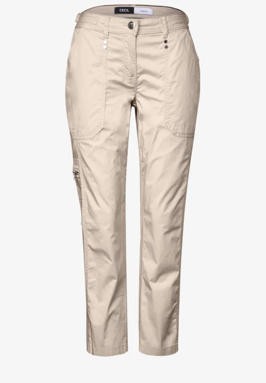 Cecil Damen Cargohose Slim Fit – High Waist, Seitliche Taschen, Baumwolle-Stretch, Sportiv-lässig