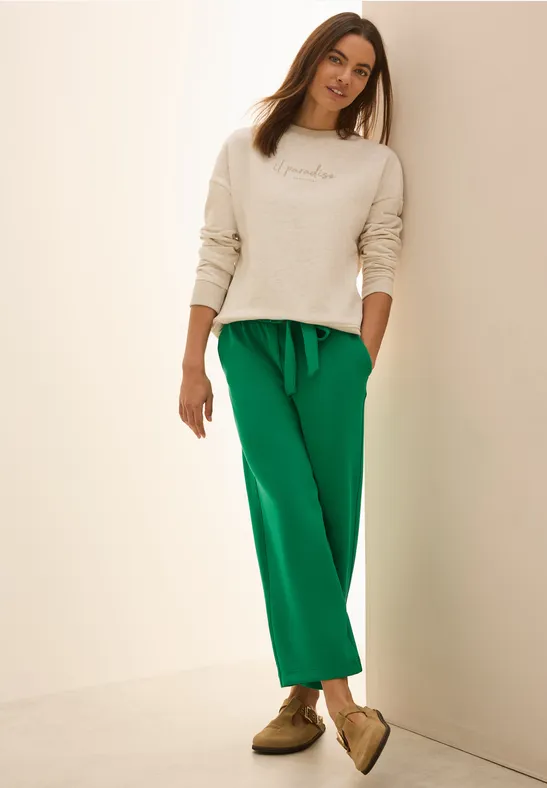 Cecil Damen Wide Leg Hose – Strong Khaki, High Waist, Größe XL / 30L